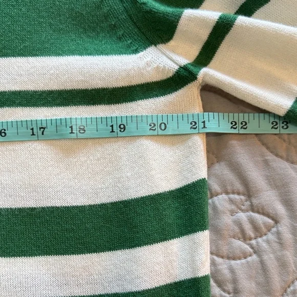 Mer Sea Court Green & White Striped Short Sleeve Crew Neck Sweater size XL - Picture 9 of 12